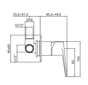Monocomando doccia incasso piastra piccola - Serie Novel