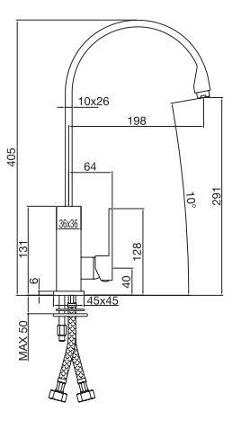 Monocomando lavello Kiki canna ponte girevole - Series Modern Line