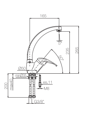 Monocomando Lavello canna alta orientabile Marittima - Serie Functional Line