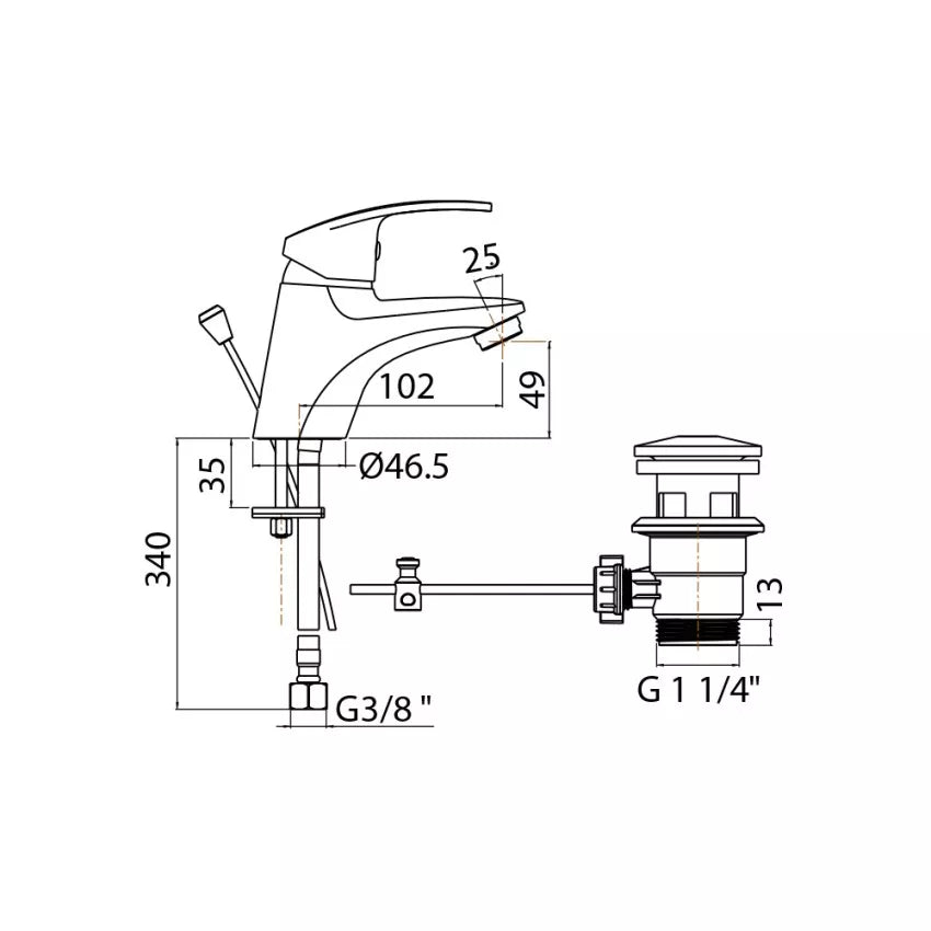Miscelatore lavabo monocomando con scarico Cesare Mamoli