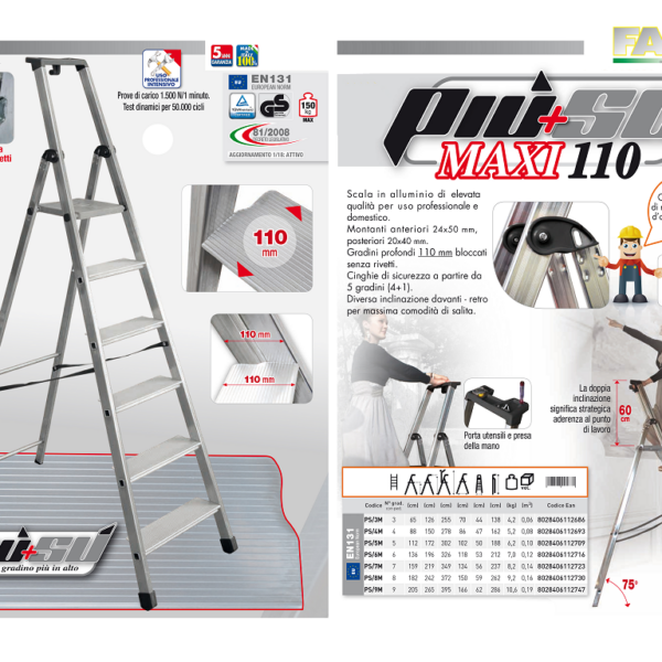 Scala Professionale in Alluminio FACAL Maxi 110 a 9 Gradini