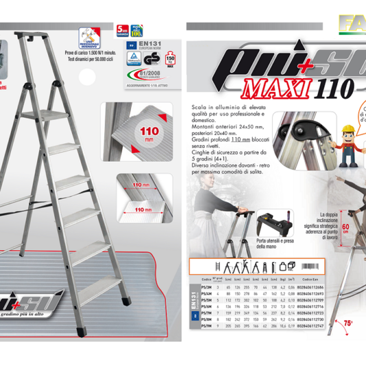 Scala Professionale in Alluminio FACAL Maxi 110 a 9 Gradini