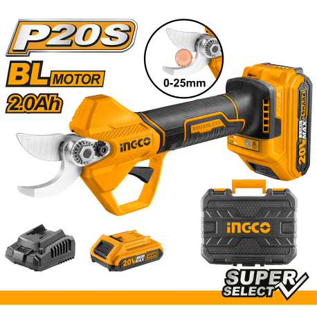 FORBICI DA POTA Ø25 A BATTERIA 20V CON BATTERIA E CARICABATTERIA