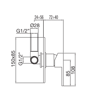 Monocomando doccia incasso piastra 150x85 - Serie Kiki